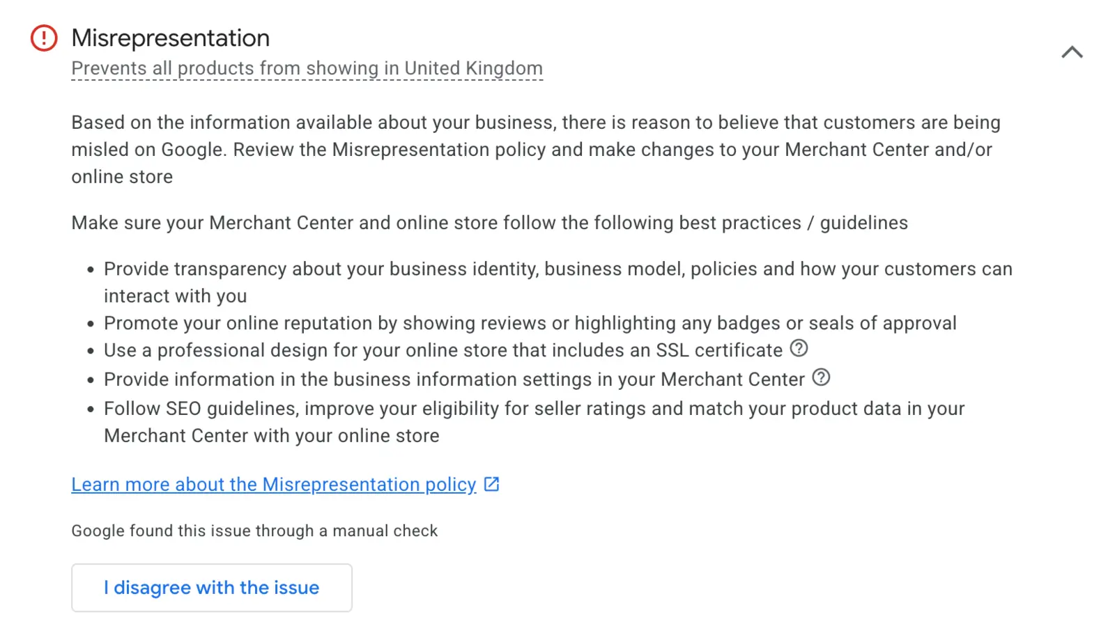 GMC misrepresentation warning with multiple causes