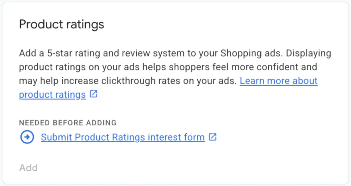 Product Ratings program in GMC with the interest form unsubmitted